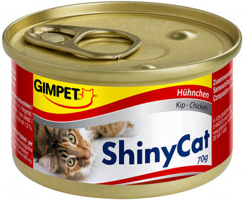 GimPet ShinyCat kuře 2 x 70 g – Lahodné krmivo pro kočky s kuřecím masem, balení 2 x 70g.