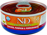N&D PUMPKIN CAT Adult Chicken & Pomegranate 70 g - Krmivo pro kočky s kuřecím masem a granátovým jablkem. Balení 70 g.