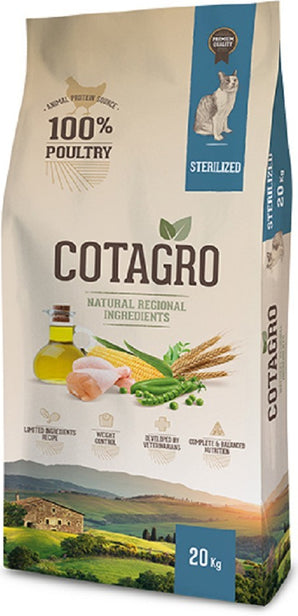 COTAGRO Sterilized 20 kg – Krmivo pro sterilizované kočky, balení 20 kg.