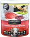 Topstein Hovězí s játry v plechu, 800 g, šťavnaté krmivo pro psy.