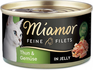 Miamor Feine Filets Tuňák Zelenina v želé 100 g – Jemné filety pro kočky s tuňákem a zeleninou, balení 100g.
