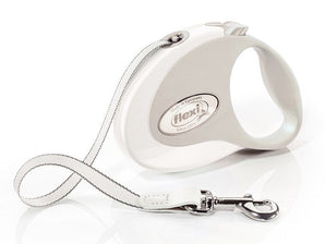 Vodítko FLEXI Style S, pásek 3m, pro psy do 12kg, bílá barva.