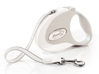 Vodítko FLEXI Style S, pásek 3m, pro psy do 12kg, bílá barva.