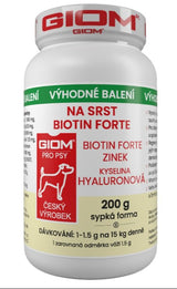 Giom S, pes, Na srst Biotin FORTE, 200 g plv, práškový doplněk stravy na srst.