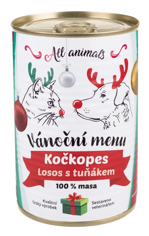Vánoční menu pro kočky a psy, 400g, All Animals.