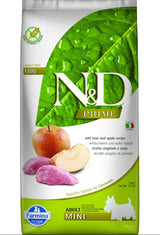 N&D PRIME DOG Adult Mini Boar & Apple, 7 kg, krmivo s divočákem pro malé psy.