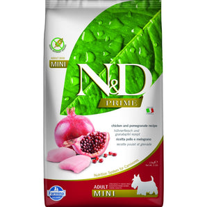 N&D PRIME DOG Adult Mini Chicken & Pomegranate, 2,5 kg, krmivo s kuřetem a granátovým jablkem.