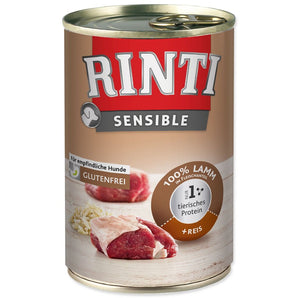 Rinti Dog Sensible konzerva jehně+rýže 400g - Konzerva s jehněčím a rýží pro psy s citlivým trávením.