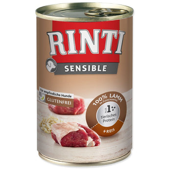 Rinti Dog Sensible konzerva jehně+rýže 400g - Konzerva s jehněčím a rýží pro psy s citlivým trávením.