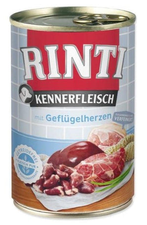 Rinti Dog Kennerfleisch konzerva drůbeží srdíčka 400g - Konzerva s drůbežími srdíčky pro zdraví a energii.