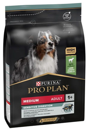 ProPlan Dog Adult Medium Sensitive Digest Lamb 3kg - balení suchého krmiva pro dospělé psy střední velikosti s citlivým trávením, jehněčí, 3 kg.