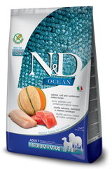 N&D OCEAN DOG Adult M/L Salmon & Cod & Melon, 2,5 kg, výživné krmivo pro psy.