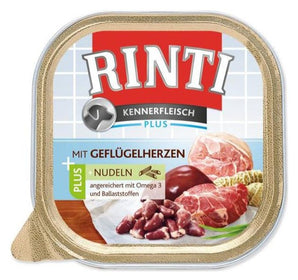 Rinti Dog Kennerfleisch vanička drůbeží srdíčka+nudle 300g - Lahodné krmivo pro psy s drůbežími srdíčky a nudlemi.