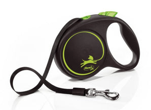 Vodítko FLEXI Black Design M, zelené, pásek 5m pro psy do 25kg.