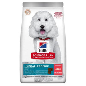 Hill's Can. SP Hypoallerg Adult Medium Salmon 2,5kg – hypoalergenní krmivo pro dospělé psy středních plemen, příchuť losos, balení 2,5 kg.