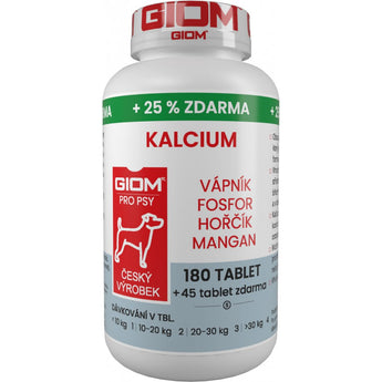 Giom S, Kalcium, 180 tbl + 25 % zdarma, doplněk stravy s vápníkem pro psy.