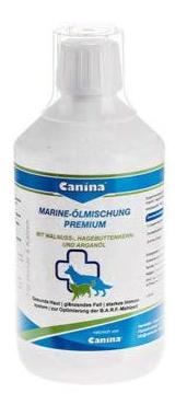 Canina Směs mořských olejů Premium 500ml. Velké balení mořských olejů pro zdraví srsti a kůže.
