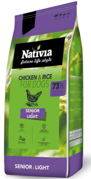 Krmivo pro starší psy a psy s nadváhou Nativia Dog Senior&Light 3kg.
