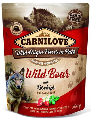 Carnilove Dog Pouch Paté Wild Boar & Rosehips 300g - paštika s divočákem a šípkem pro psy, výživa a zdraví.