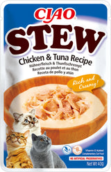 Churu Cat CIAO Stew Chicken&Tuna Recipe 40 g – Konzerva pro kočky s recepturou z kuřete a tuňáka, balení 40 g.