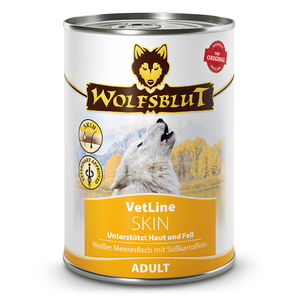 Konzerva Wolfsblut Dog VetLine Skin pro psy s dermatologickými problémy, 395 g.