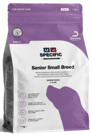 Balení krmiva Specific CGD-S Senior Small Breed 1kg pro malé starší psy.
