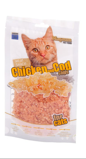 Magnum Chicken&Cod chips for Cats 70g - pochoutka pro kočky s kuřecím a treskou, 70g balení.