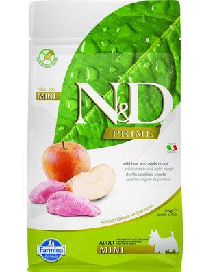 N&D PRIME DOG Adult Mini Boar & Apple, 800 g, kompletní krmivo pro malé psy.