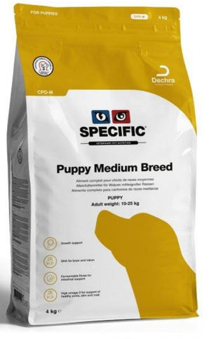 Obrázek balení krmiva Specific CPD-M Puppy Medium Breed 4kg pro štěňata středních plemen.
