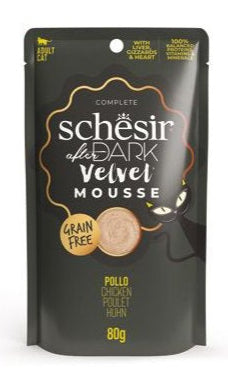 Schesir Cat kapsa After Dark Velvet Mousse kuře 80g - Luxusní mousse kapsa pro kočky s kuřetem, pro gurmánské požitky a zdraví.