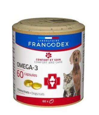 Francodex Omega 3 Capsules, pro psy a kočky, 60 tbl., podpora zdraví srsti a kůže.