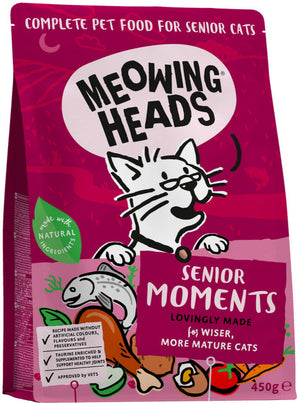 Meowing Heads Senior Moments 450 g – Krmivo pro starší kočky, balení 450 g.