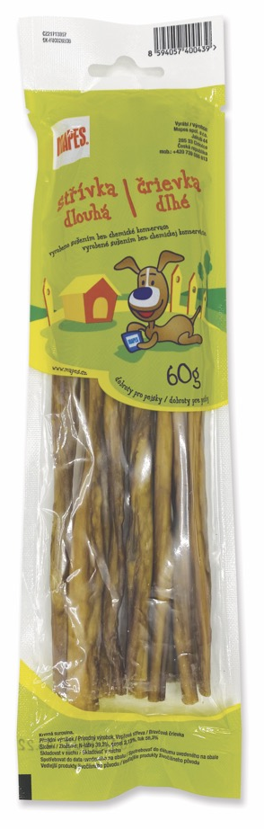 Pochoutka sušená MAPES střívka špagety 60g - Sušené střívka ve formě špaget pro psy, ideální pro zuby a trávení.