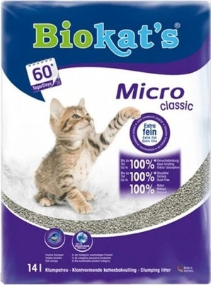 Podestýlka Biokat's MICRO CLASSIC 14l – Jemné klasické stelivo pro kočky, balení 14 l.