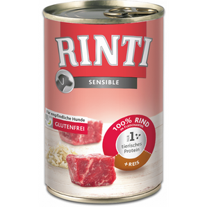 Rinti Dog Sensible konzerva hovězí+rýže 400g - Konzerva s hovězím a rýží pro zdraví psů.