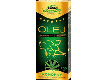 VITAR Veterinae Konopný olej, 200 ml, podpora zdraví kůže a srsti.