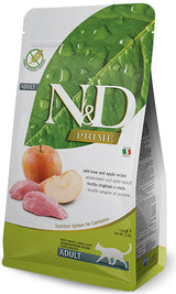 N&D PRIME CAT Adult Wild Boar & Apple 5 kg – Krmivo pro dospělé kočky s divočákem a jablky, balení 5kg.