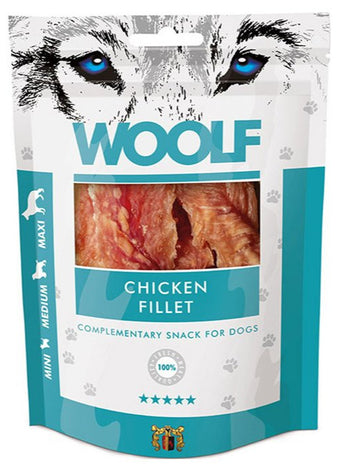 WOOLF pochoutka chicken fillet 100g - Pamlsek z kuřecího masa v podobě filé, ideální pro psy všech velikostí.