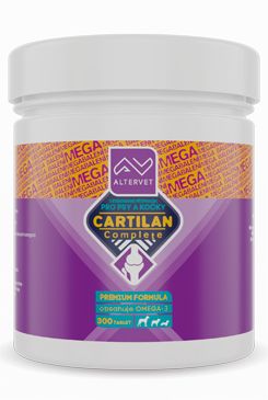 CARTILAN BASE K2+D3 Mega 300tbl - podpora zdraví kloubů a kostí u psů a koček, s vysokým obsahem vitaminů K2 a D3 pro optimální vstřebávání vápníku a podporu zdraví kostí.
