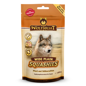 Pamlsky Wolfsblut Squashies Wide Plain s koňským masem pro psy, 100 g.