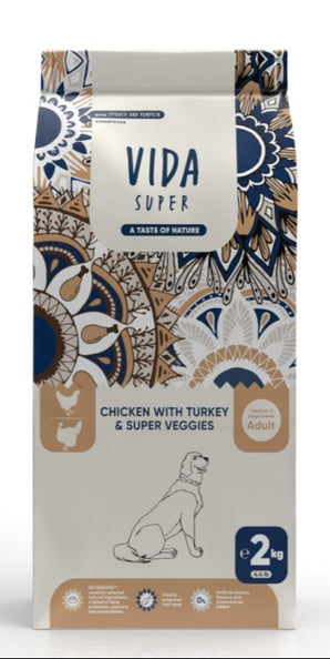 Kraftia VIDA SUPER CAT Adult Chicken & Veggies 10kg - Kompletní krmivo pro dospělé kočky s kuřetem a zeleninou, podporující zdraví a energii.