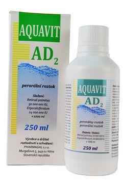 Aquavit AD2 sol 250ml - láhev s roztokem pro speciální použití, objem 250 ml.
