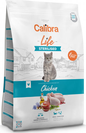Calibra Life Sterilised Chicken 6 kg - Kompletní krmivo pro sterilizované kočky s kuřecím masem. Balení 6 kg.