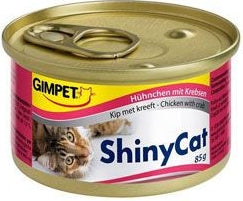 GimPet ShinyCat kuře a krab 70 g – Konzerva pro kočky s kuřecím masem a krabem, balení 70 g.