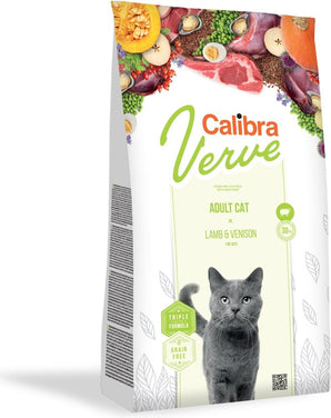 Calibra Verve Grain Free Adult Lamb & Venison 8+ 750g – Grain Free krmivo pro starší kočky s jehněčím a zvěřinou, balení 750g