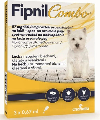 Fipnil Combo, 67/60,3 mg, S Dog Spot-on, 3x0,67 ml, ochrana před blechami a klíšťaty.