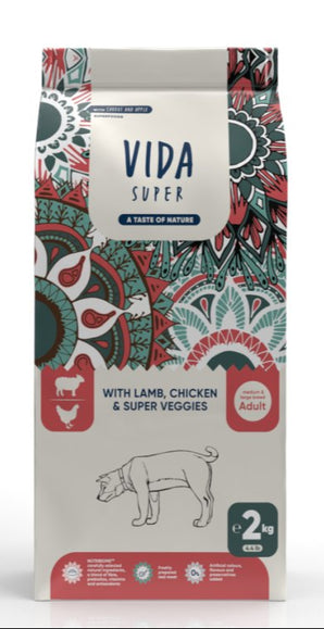 Kraftia VIDA SUPER DOG Adult M/L Lamb & Chicken 12kg - Krmivo pro psy střední a velké velikosti s jehněčím a kuřetem, ideální pro zdravý vývoj.