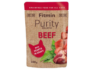 Kapsička Fitmin cat Purity s hovězím masem a srdíčky pro kočky, 100 g.