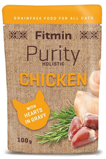 Kapsička Fitmin cat Purity s kuřecím masem a srdíčky pro kočky, 100 g.