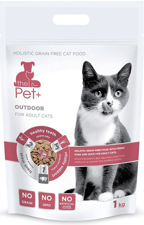 Pet+ 3v1 kočka OUTDOOR 1kg – Krmivo pro kočky s přístupem ven, podporující imunitu a zdraví, balení 1kg